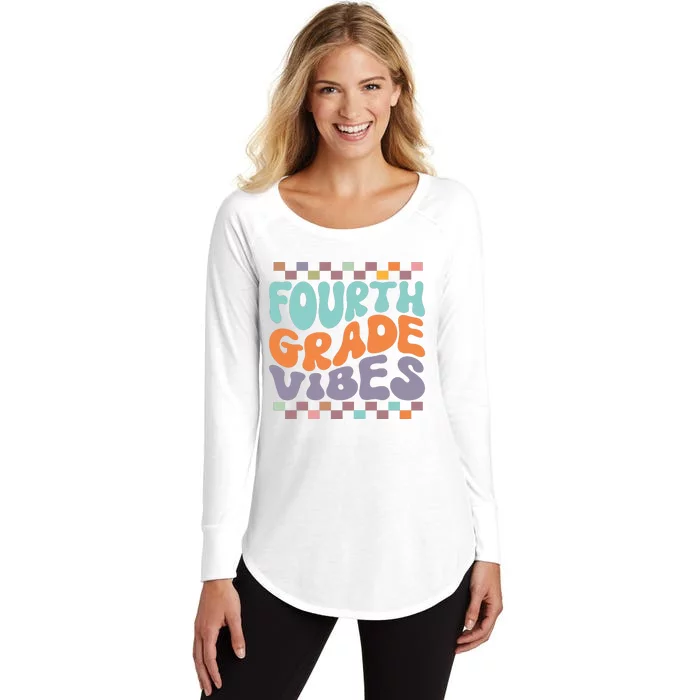 Fourth Grade Vibes Retro Groovy 4th Grade Back To School Gift Women's Perfect Tri Tunic Long Sleeve Shirt