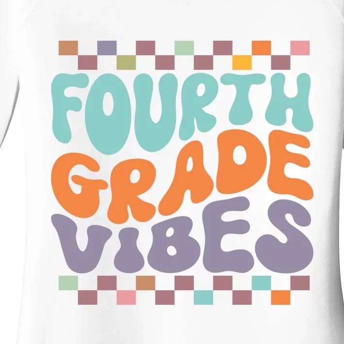 Fourth Grade Vibes Retro Groovy 4th Grade Back To School Gift Women's Perfect Tri Tunic Long Sleeve Shirt