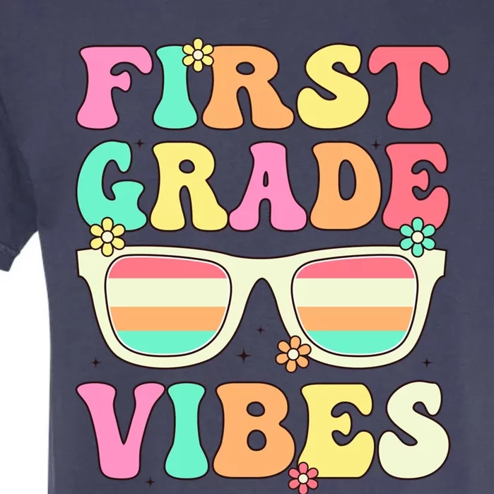 First Grade Vibes Retro Sunglasses Back To School Cool Gift Garment-Dyed Heavyweight T-Shirt