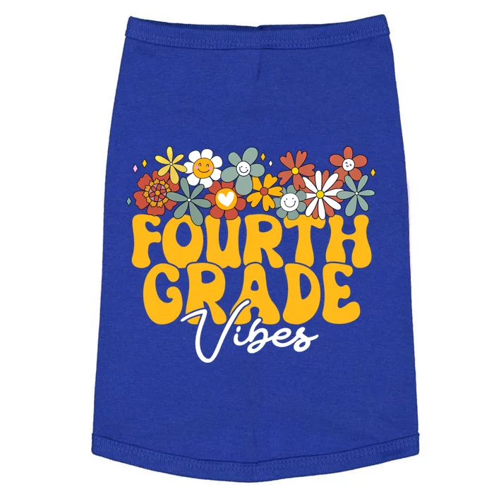 Fourth Grade Vibes First Day Back To School Groovy Retro Gift Doggie Tank