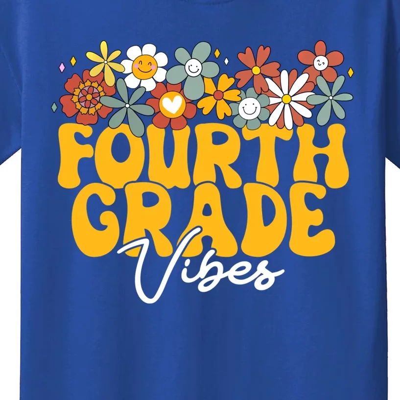 Fourth Grade Vibes First Day Back To School Groovy Retro Gift Kids T-Shirt