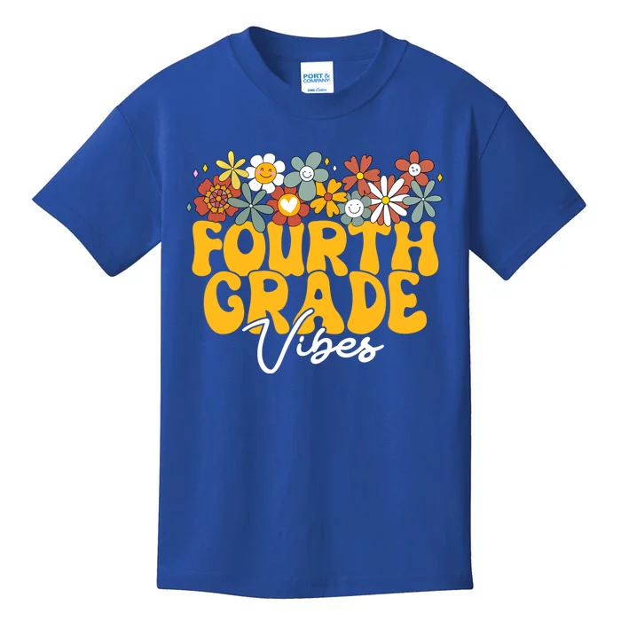 Fourth Grade Vibes First Day Back To School Groovy Retro Gift Kids T-Shirt