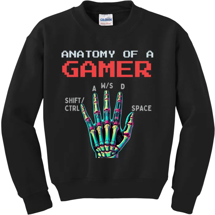 Funny Gamer Video Games Gaming Controller Anatomy Sarcastic Kids Sweatshirt