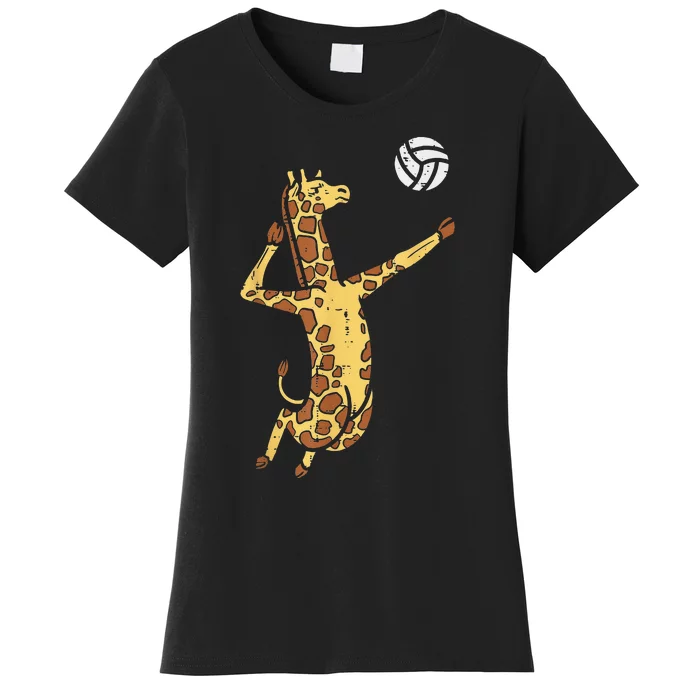 funny Giraffe Volleyball Spike Serve Player Spiker Women's T-Shirt