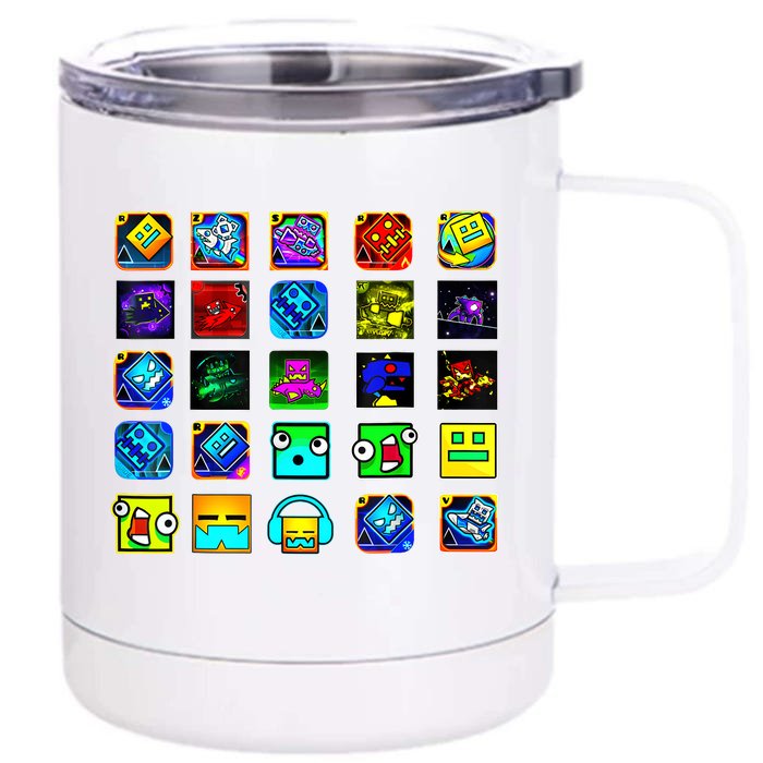 Full Geometry Video Game Gifts Funny Graphic Birthday Gifts Front & Back 12oz Stainless Steel Tumbler Cup