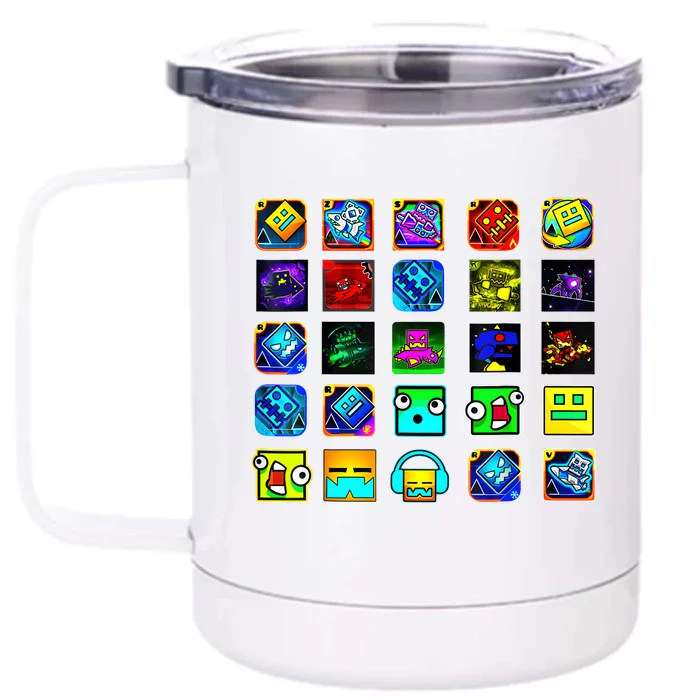 Full Geometry Video Game Gifts Funny Graphic Birthday Gifts Front & Back 12oz Stainless Steel Tumbler Cup