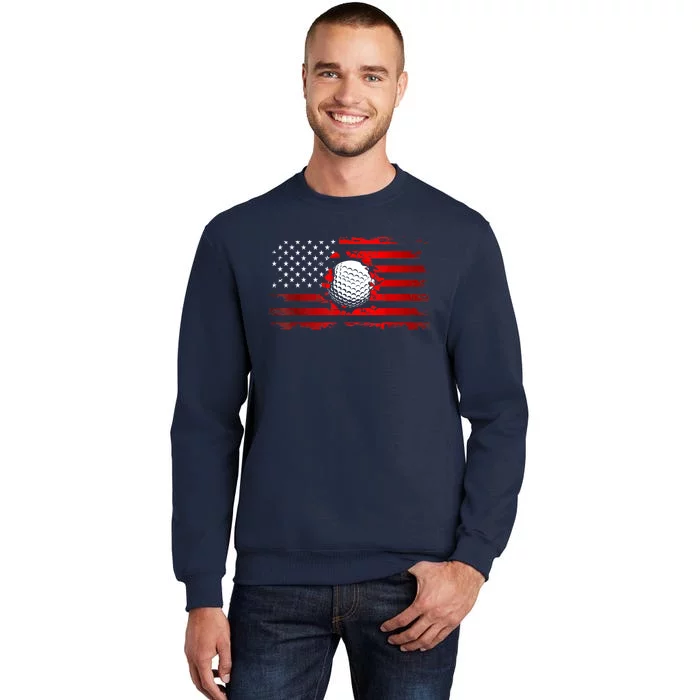 Funny Golfer Vintage Golf American Flag Golf Gift Sweatshirt