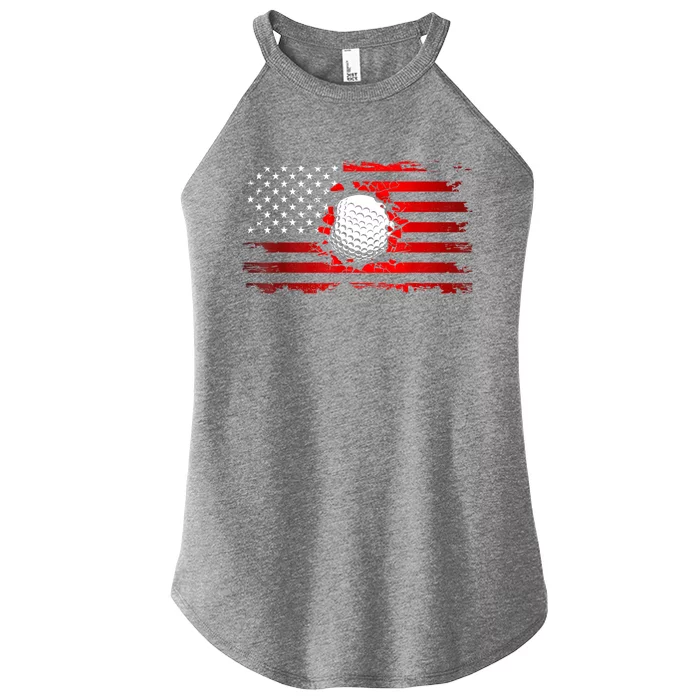 Funny Golfer Vintage Golf American Flag Golf Gift Women’s Perfect Tri Rocker Tank