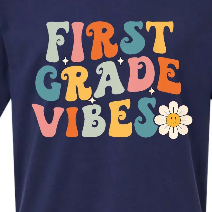 First Grade Vibes 1st Grade Team Retro 1st Day Of School Sueded Cloud Jersey T-Shirt