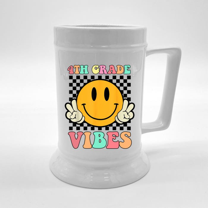 Fourth Grade Vibes 4Th Grade 1St Day Of School Teacher Cool Gift Front & Back Beer Stein