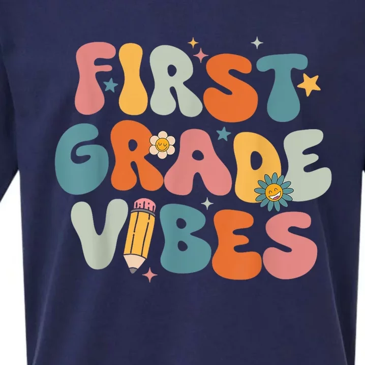 First Grade Vibes 1st Grade Team Kid 1st Day Of School Sueded Cloud Jersey T-Shirt