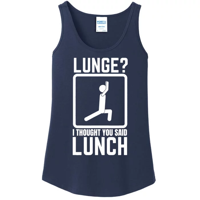 Funny Gym , Workout Top, Lunge Lunch Stick Figure Ladies Essential Tank