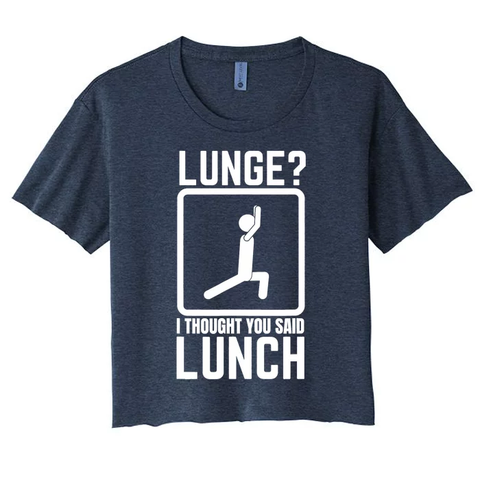 Funny Gym , Workout Top, Lunge Lunch Stick Figure Women's Crop Top Tee