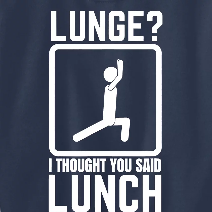 Funny Gym , Workout Top, Lunge Lunch Stick Figure Kids Sweatshirt