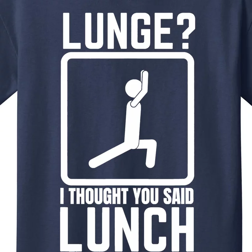 Funny Gym , Workout Top, Lunge Lunch Stick Figure Kids T-Shirt