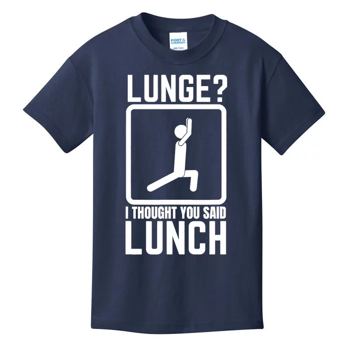 Funny Gym , Workout Top, Lunge Lunch Stick Figure Kids T-Shirt