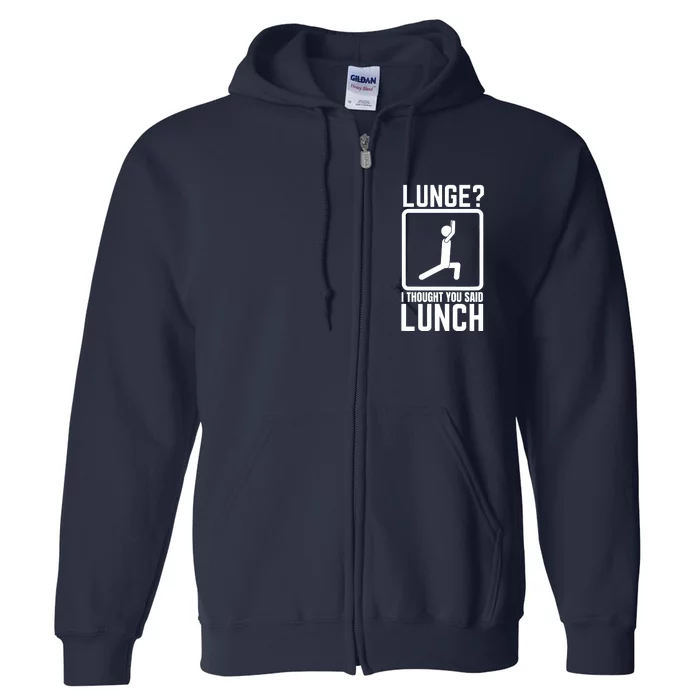 Funny Gym , Workout Top, Lunge Lunch Stick Figure Full Zip Hoodie