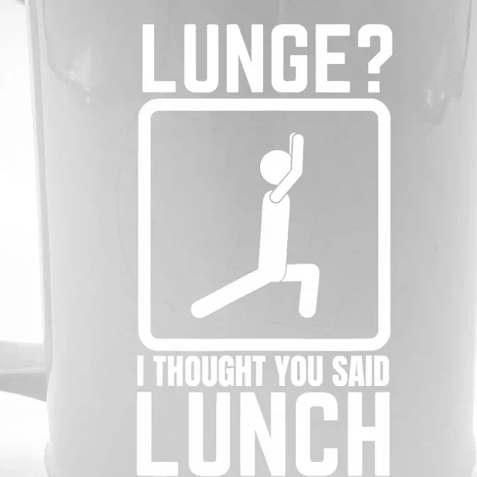 Funny Gym , Workout Top, Lunge Lunch Stick Figure Front & Back Beer Stein