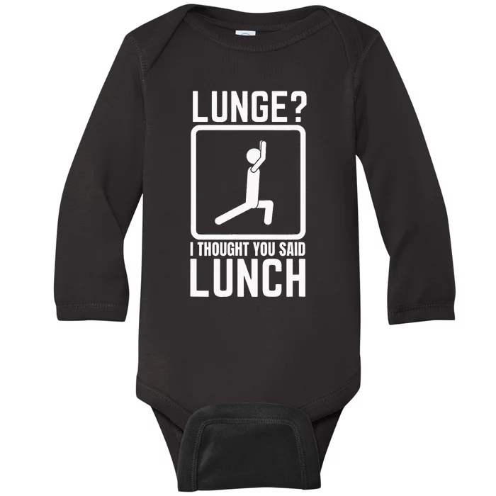 Funny Gym Workout Top Lunge Lunch Stick Figure Baby Long Sleeve Bodysuit