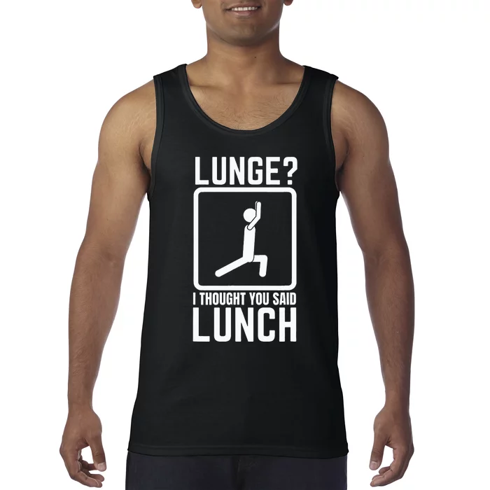 Funny Gym Workout Top Lunge Lunch Stick Figure Tank Top