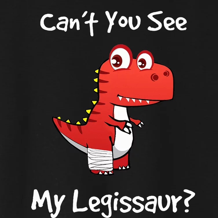 Funny Get Well Broken Leg Dinosaur Legissaur with a Cast Women's Crop Top Tee