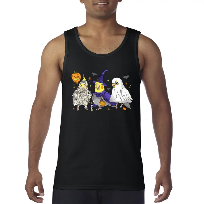 Funny Ghost Witch Cockatiels Halloween Cockatiels Lover Tank Top