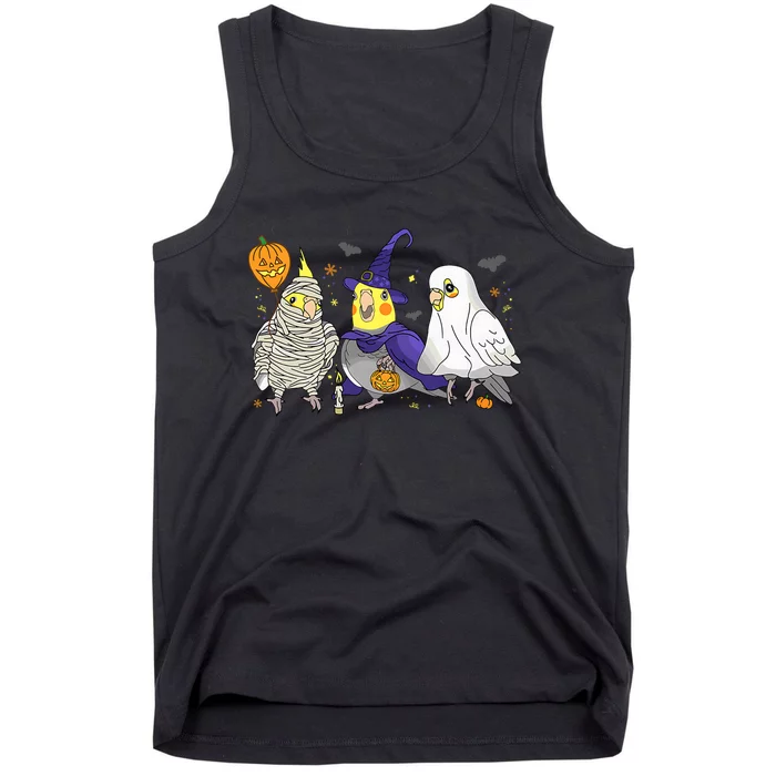 Funny Ghost Witch Cockatiels Halloween Cockatiels Lover Tank Top