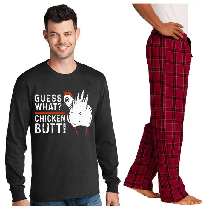 Funny Guess What Chicken Butt! White Long Sleeve Pajama Set