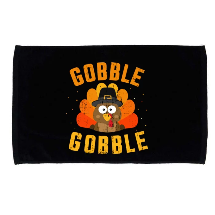 Funny Gobble With Cute Turkey For Thanksgiving Dinner Meaningful Gift Microfiber Hand Towel