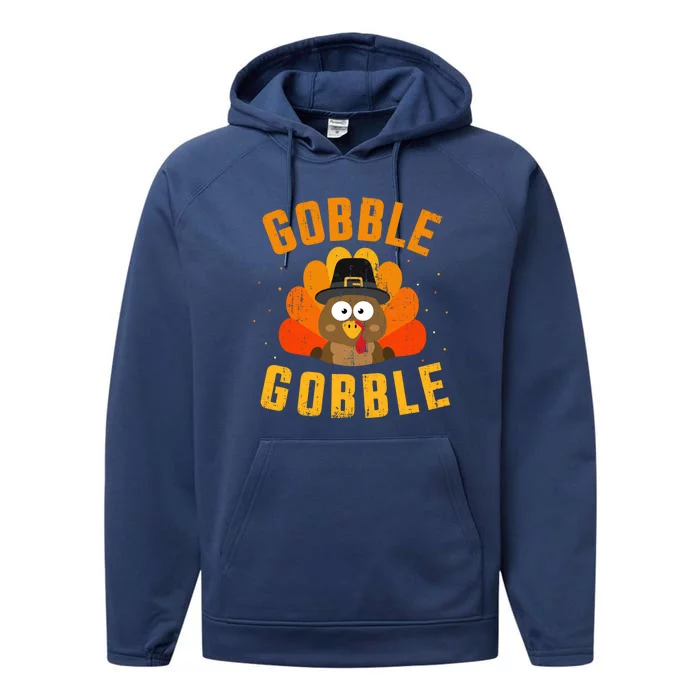 Funny Gobble With Cute Turkey For Thanksgiving Dinner Meaningful Gift Performance Fleece Hoodie