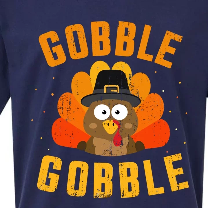 Funny Gobble With Cute Turkey For Thanksgiving Dinner Meaningful Gift Sueded Cloud Jersey T-Shirt