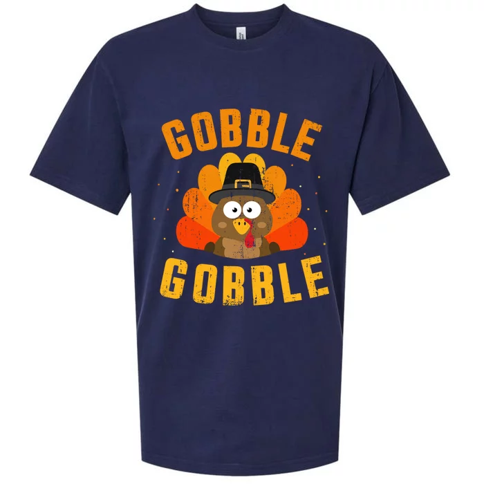 Funny Gobble With Cute Turkey For Thanksgiving Dinner Meaningful Gift Sueded Cloud Jersey T-Shirt