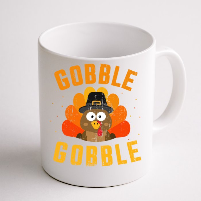 Funny Gobble With Cute Turkey For Thanksgiving Dinner Meaningful Gift Front & Back Coffee Mug