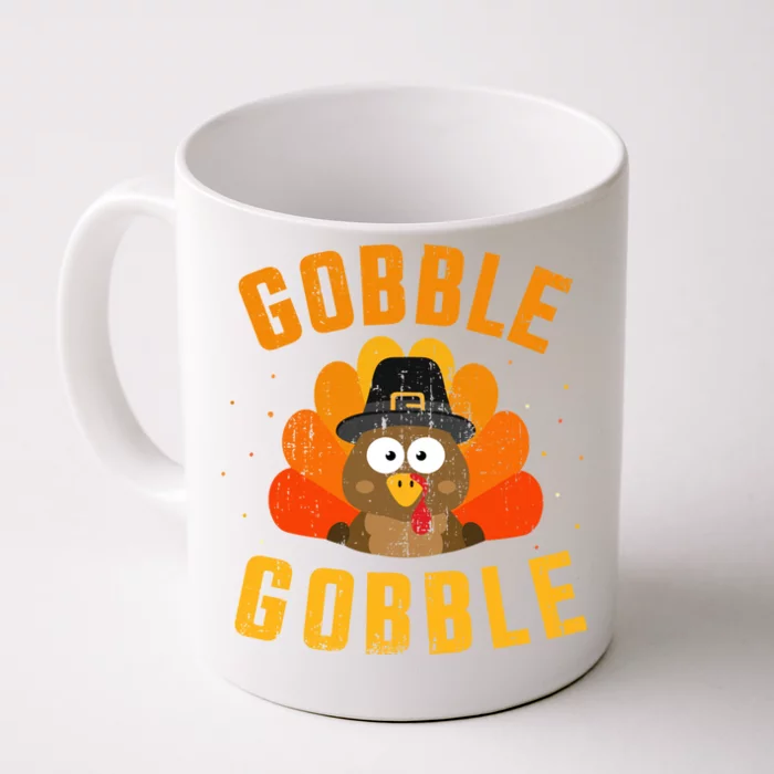 Funny Gobble With Cute Turkey For Thanksgiving Dinner Meaningful Gift Front & Back Coffee Mug