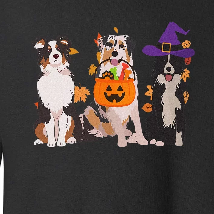 Funny Ghost Witch Australian Shepherd Halloween Dog Mom Gift Toddler Sweatshirt