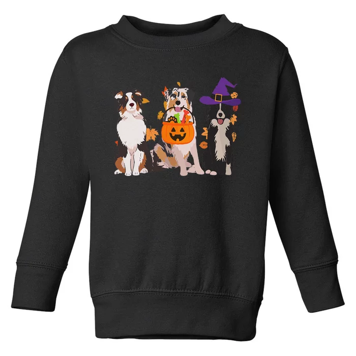 Funny Ghost Witch Australian Shepherd Halloween Dog Mom Gift Toddler Sweatshirt