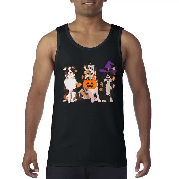 Funny Ghost Witch Australian Shepherd Halloween Dog Mom Gift Tank Top