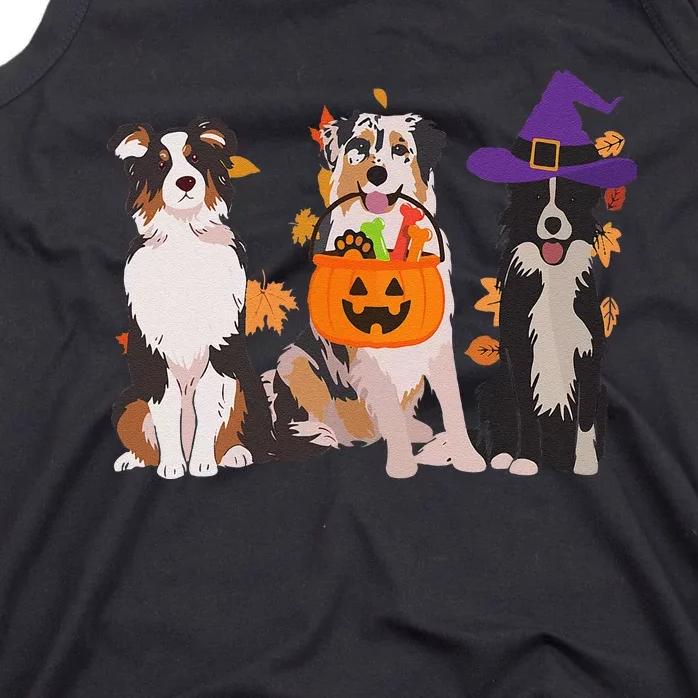 Funny Ghost Witch Australian Shepherd Halloween Dog Mom Gift Tank Top