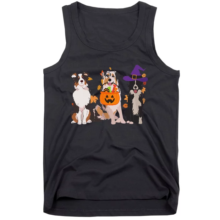 Funny Ghost Witch Australian Shepherd Halloween Dog Mom Gift Tank Top