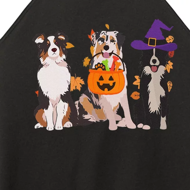 Funny Ghost Witch Australian Shepherd Halloween Dog Mom Gift Women’s Perfect Tri Rocker Tank