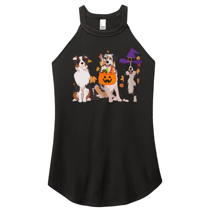 Funny Ghost Witch Australian Shepherd Halloween Dog Mom Gift Women’s Perfect Tri Rocker Tank