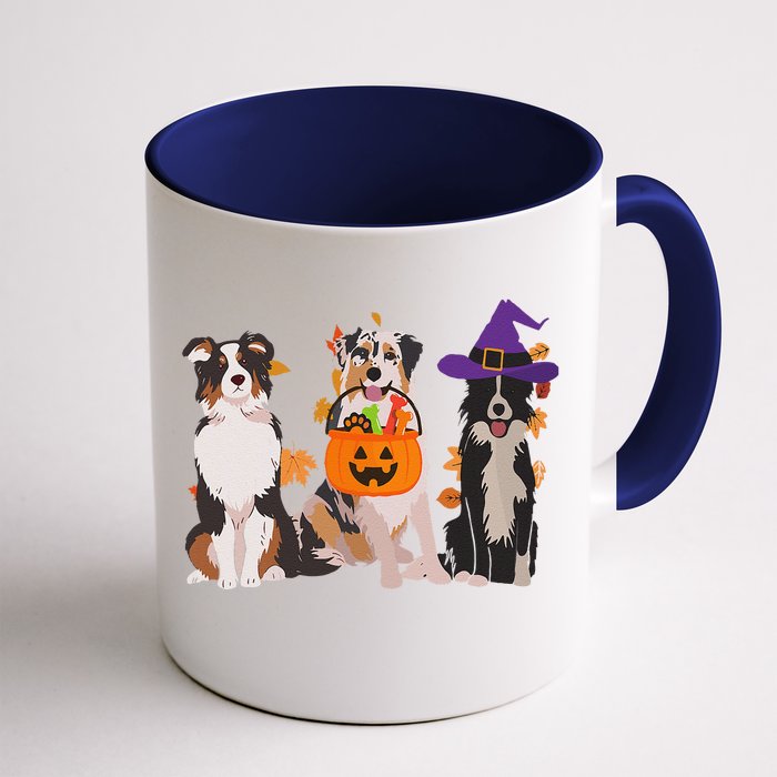 Funny Ghost Witch Australian Shepherd Halloween Dog Mom Gift Front & Back Coffee Mug