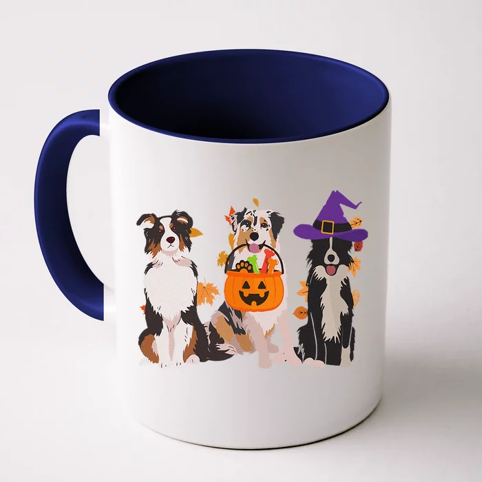 Funny Ghost Witch Australian Shepherd Halloween Dog Mom Gift Front & Back Coffee Mug