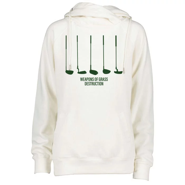 Funny Golf Weapons Of Grass Destruction Golf Clubs Drivers Womens Funnel Neck Pullover Hood