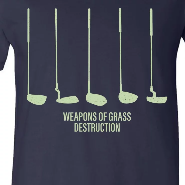 Funny Golf Weapons Of Grass Destruction Golf Clubs Drivers V-Neck T-Shirt