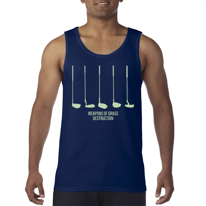 Funny Golf Weapons Of Grass Destruction Golf Clubs Drivers Tank Top