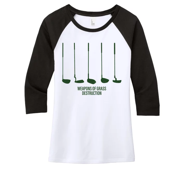 Funny Golf Weapons Of Grass Destruction Golf Clubs Drivers Women's Tri-Blend 3/4-Sleeve Raglan Shirt