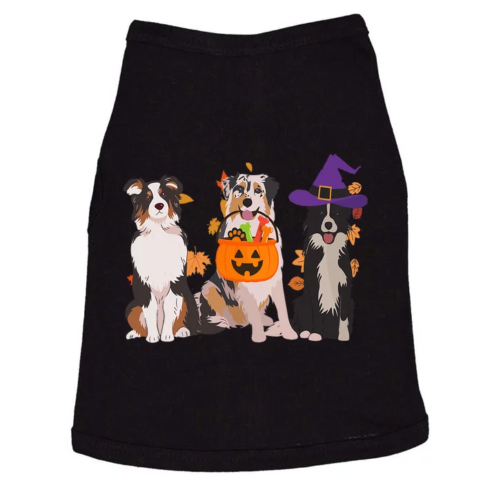 Funny Ghost Witch Australian Shepherd Halloween Dog Mom Doggie Tank