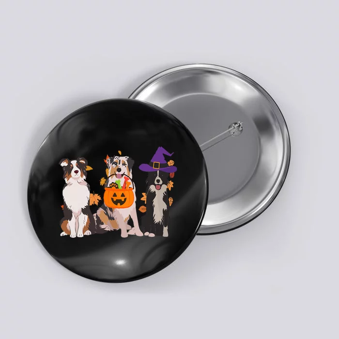 Funny Ghost Witch Australian Shepherd Halloween Dog Mom Button