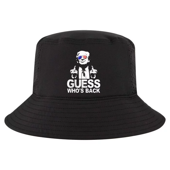 Funny Guess WhoS Back President Donald Trump Middle Finger Cool Comfort Performance Bucket Hat